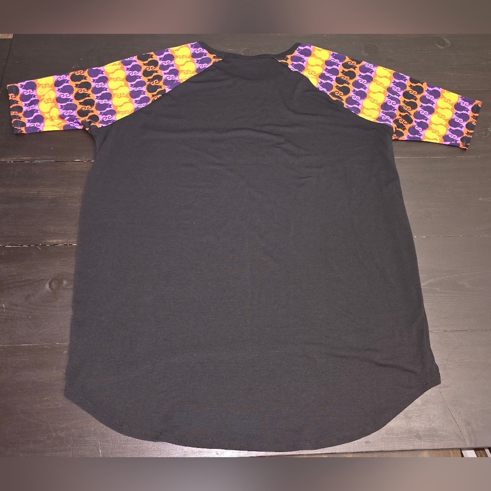 Lularoe Simply Comfortable Black Shortsleeve Cats Halloween Size L Oversized EUC - Picture 2 of 3